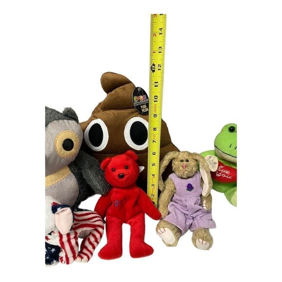 Plush Lot Stuffed Animals Owl Poop Frog Bear Bunny Elephant - Picture 8 of 14